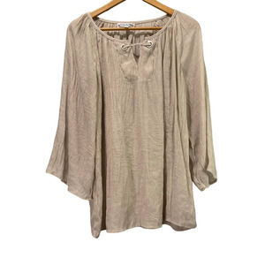 Stem & Vine Taupe Smocked Top Medium